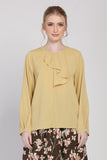 Coleen Ruffle Front Long Sleeves Blouse in Mustard